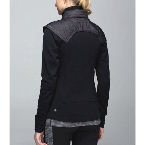 Lululemon Snug Sprinter Jacket Womens Size 4 Black Hooded Polartec Fleece Lined - Picture 5 of 8